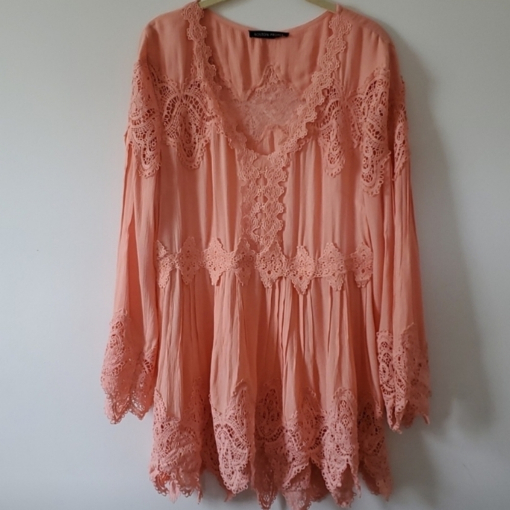 Boston Proper Yellow Lace Tunic Top - Picture 3 of 8